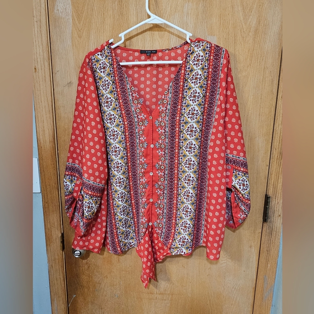 Bohemian Rust Patterned Women's Top XXL